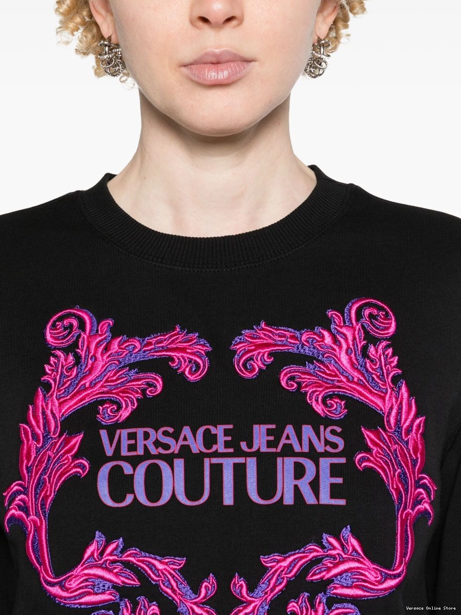 Affordable Women Couture Jeans cotton Versace Barocco logo-print sweatshirt 0430
